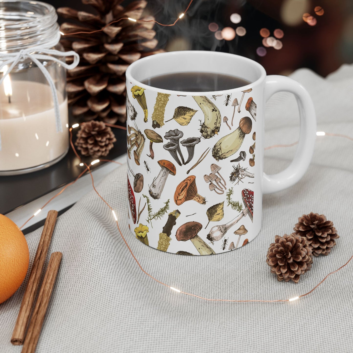 Rustic Woodland Mushroom Mug – Nature-Inspired 11 oz Ceramic Mug