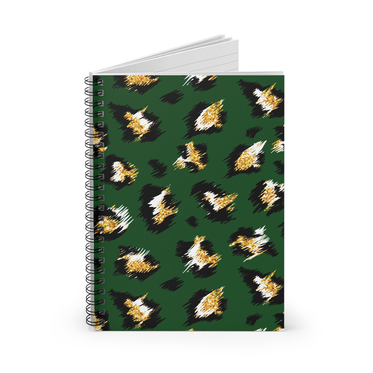 Open view of the Green Leopard print Spiral Notebook