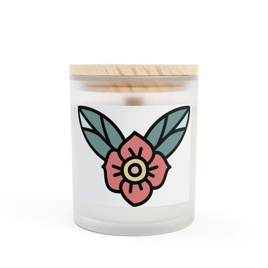 Tattoo-Inspired Eco-Friendly Frosted Glass Candle – Embrace the Art of Self-Care and Tranquility