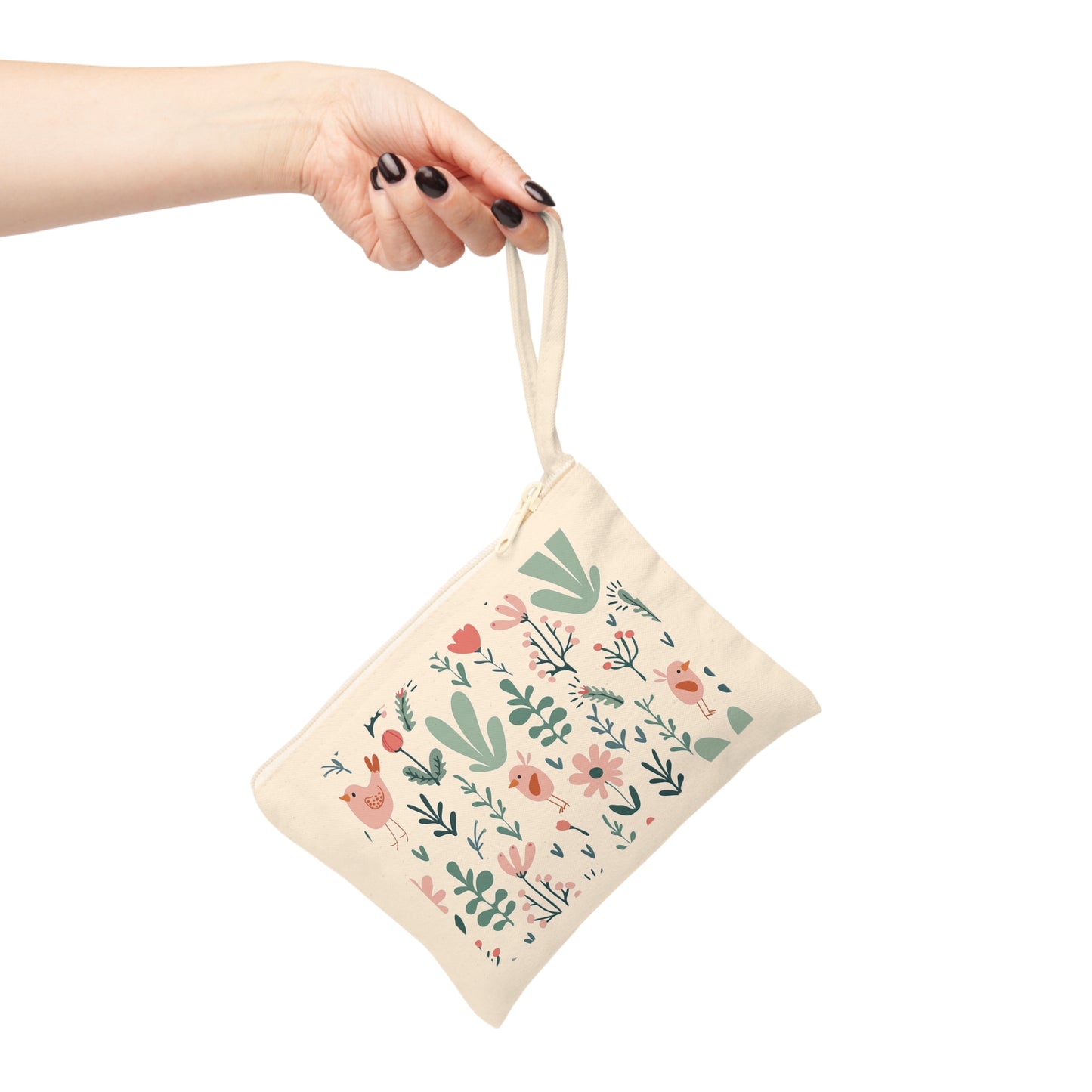 Botanical Birds Zipper Pouch - Eco-Friendly Organizer for Makeup, Stationery & Everyday Essentials