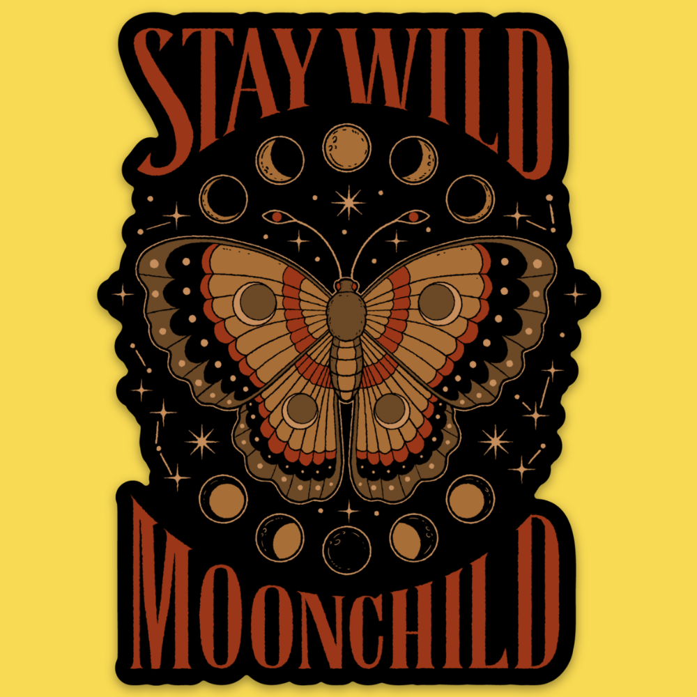 "Stay Wild Moonchild" Sticker – Embrace Your Inner Free Spirit with this Boho-Inspired Vinyl Decal