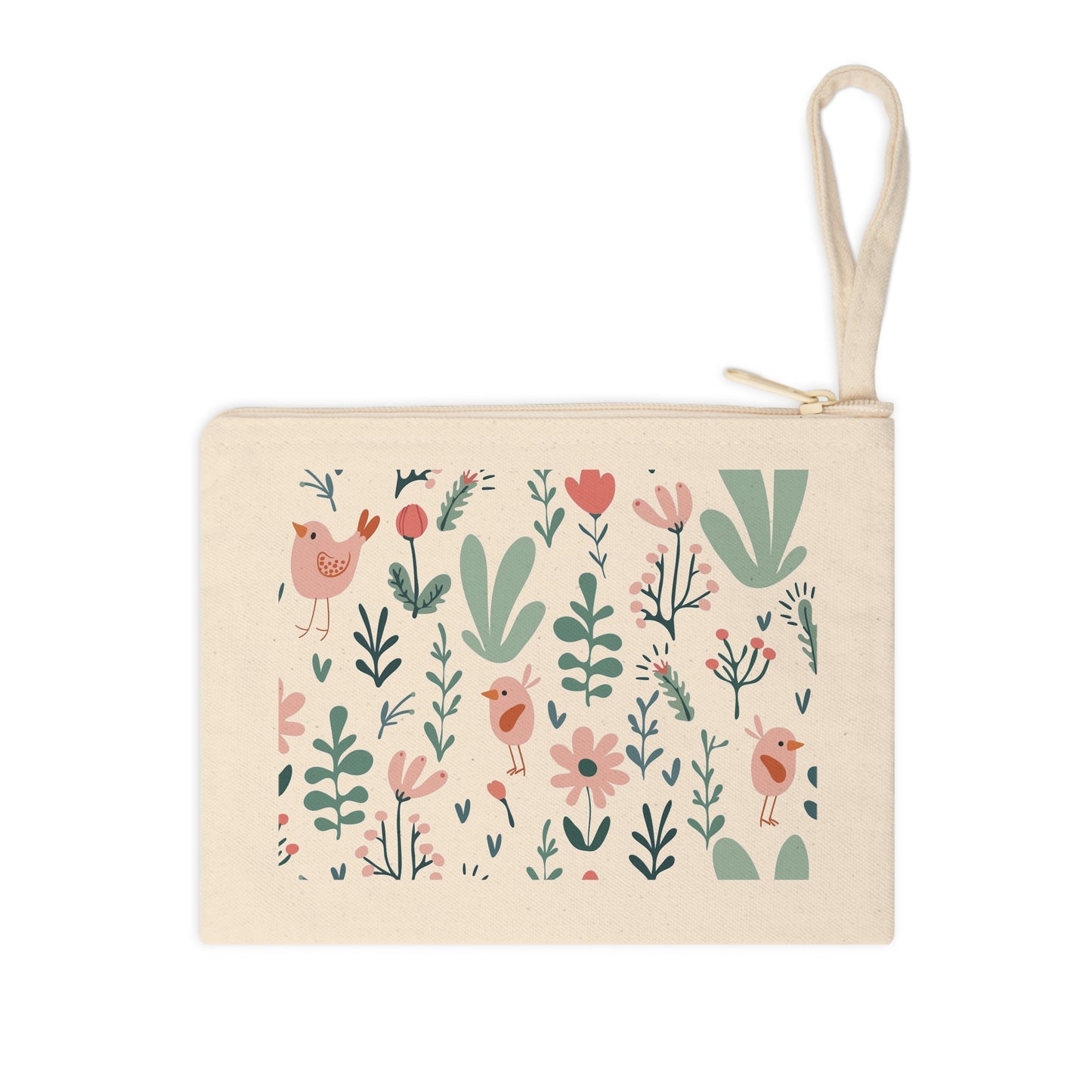 Botanical Birds Zipper Pouch - Eco-Friendly Organizer for Makeup, Stationery & Everyday Essentials