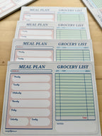 Close up of the Meal planner and grocery list notepad for kitchen organization