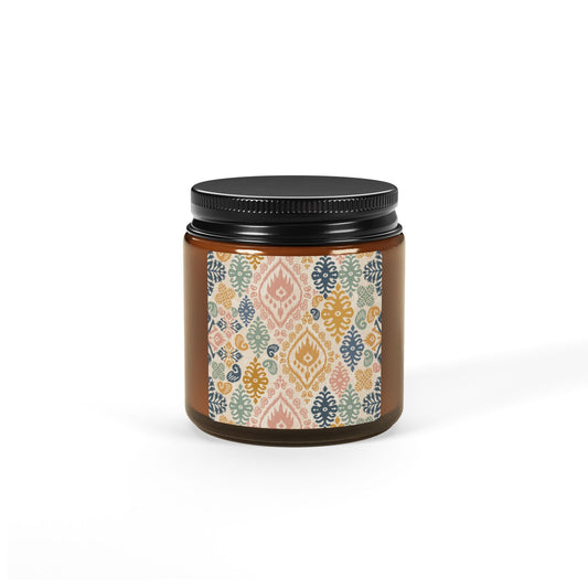 Bohemian African Motif Scented Soy Candle – Eco-Friendly, Artistic Home Decor for Relaxation & Self-Care