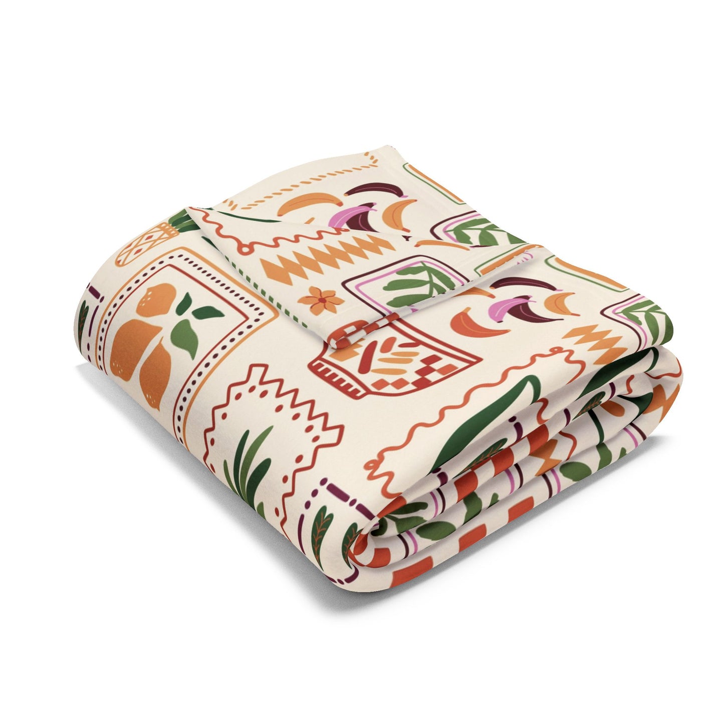 Tropical Patchwork Arctic Fleece Blanket – Cozy, Vibrant Throw for Stylish Home Decor and Comfort