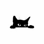 Close up view of the kitty decal ticking its head over to check out what's up