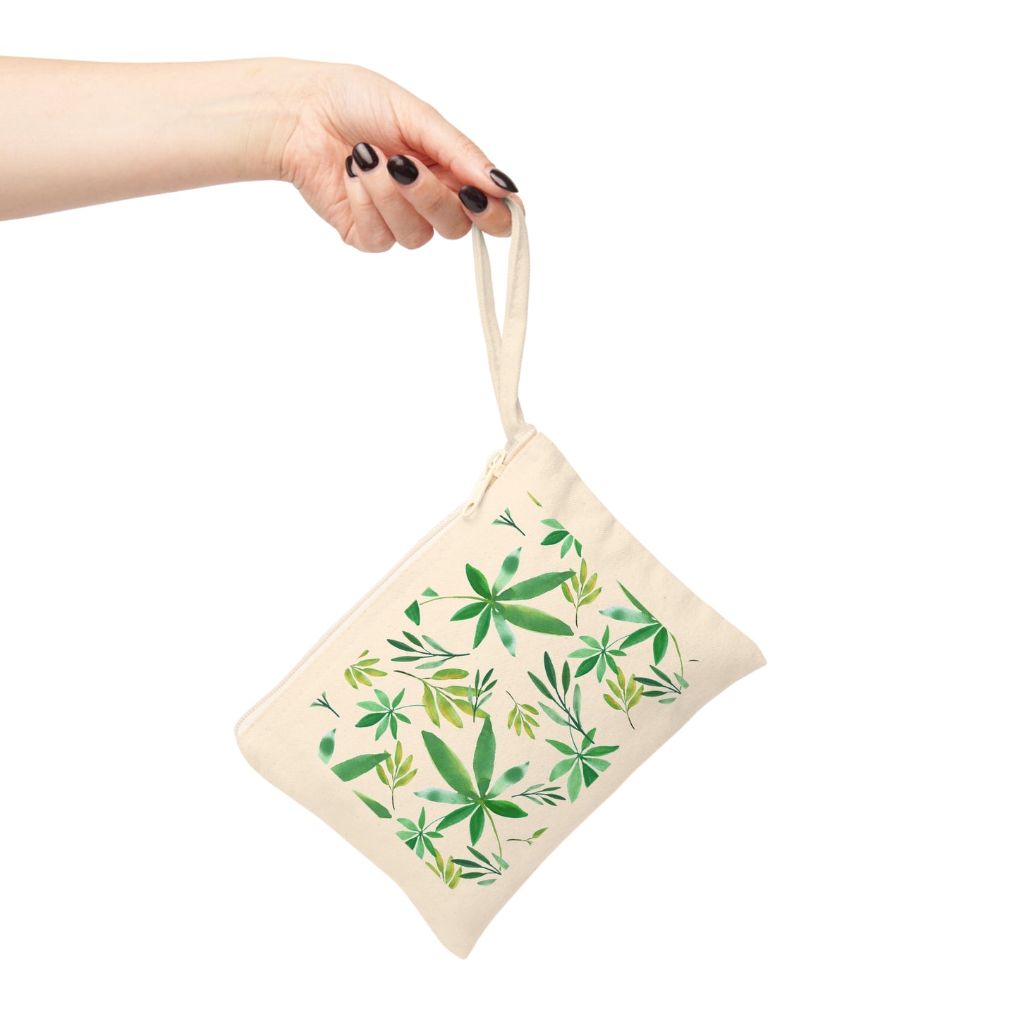 Eco-Friendly Cannabis Botanical Print Zipper Pouch - Stylish Accessory for Cannabis Enthusiasts