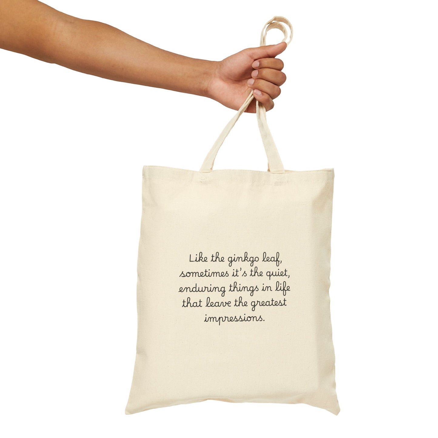 Inspirational Ginkgo Leaf Cotton Canvas Tote Bag - Eco-Friendly Stylish Carryall