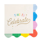 Festive Fringed Cocktail Napkins with Birthday Message - 5x5 inches - Pack of 18