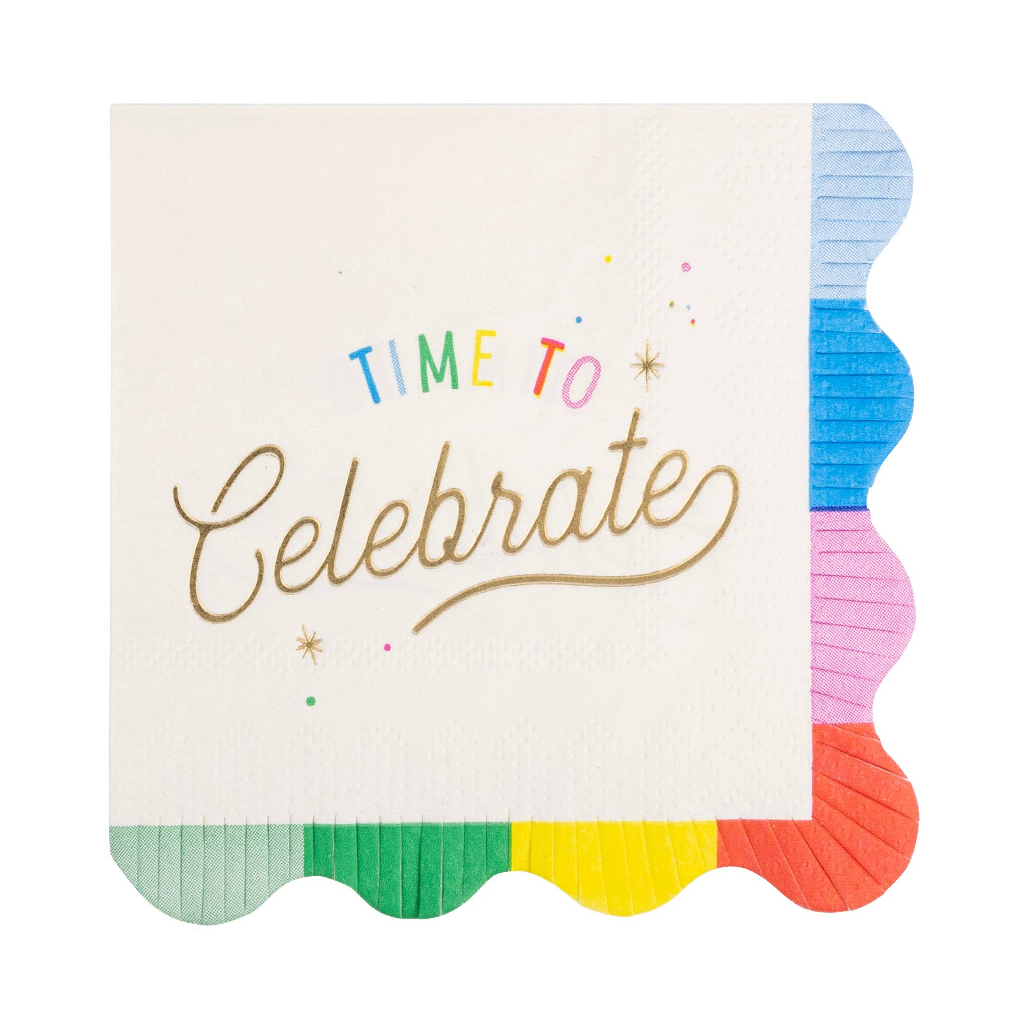 Festive Fringed Cocktail Napkins with Birthday Message - 5x5 inches - Pack of 18