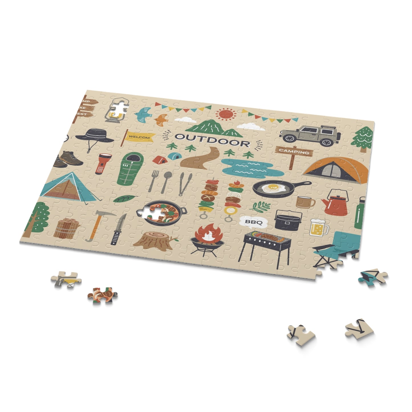 Outdoor Adventure 252-Piece Puzzle – Camping, Barbecue & Nature Exploration Fun