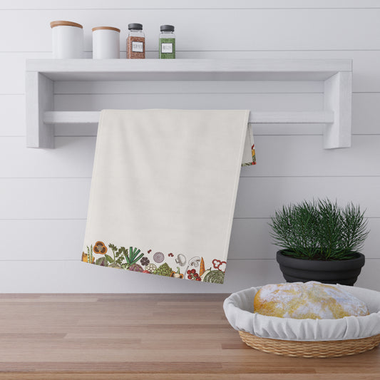 Veggie Garden Tea Towel – Vibrant Cotton Kitchen Towel for Food Lovers & Garden Enthusiasts