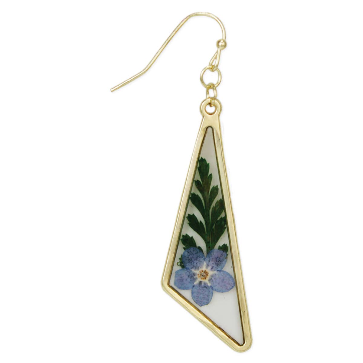Close up of the lightweight nature-inspired earrings 