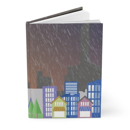 Slightly open journal highlighting durable matte finish and celestial cover design