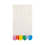 Front of Confetti-patterned dinner napkins with gold foil accents