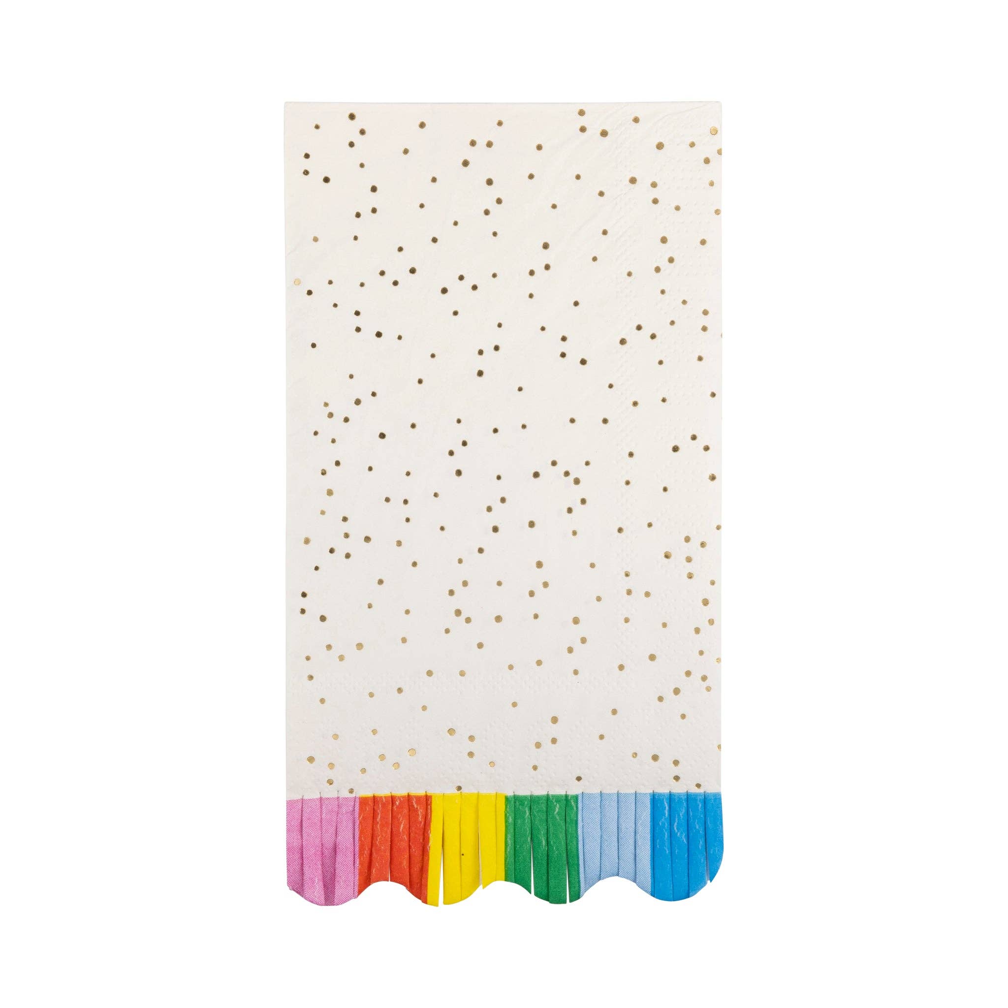 Front of Confetti-patterned dinner napkins with gold foil accents