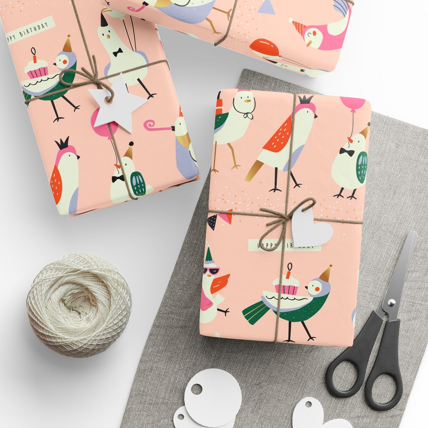 Playful Bird-Themed Birthday Wrapping Paper – Whimsical Gift Wrap for Celebrations