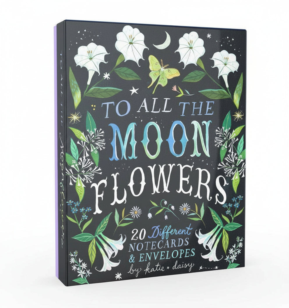 Boxed set of nature-inspired notecards featuring constellations and night blooms