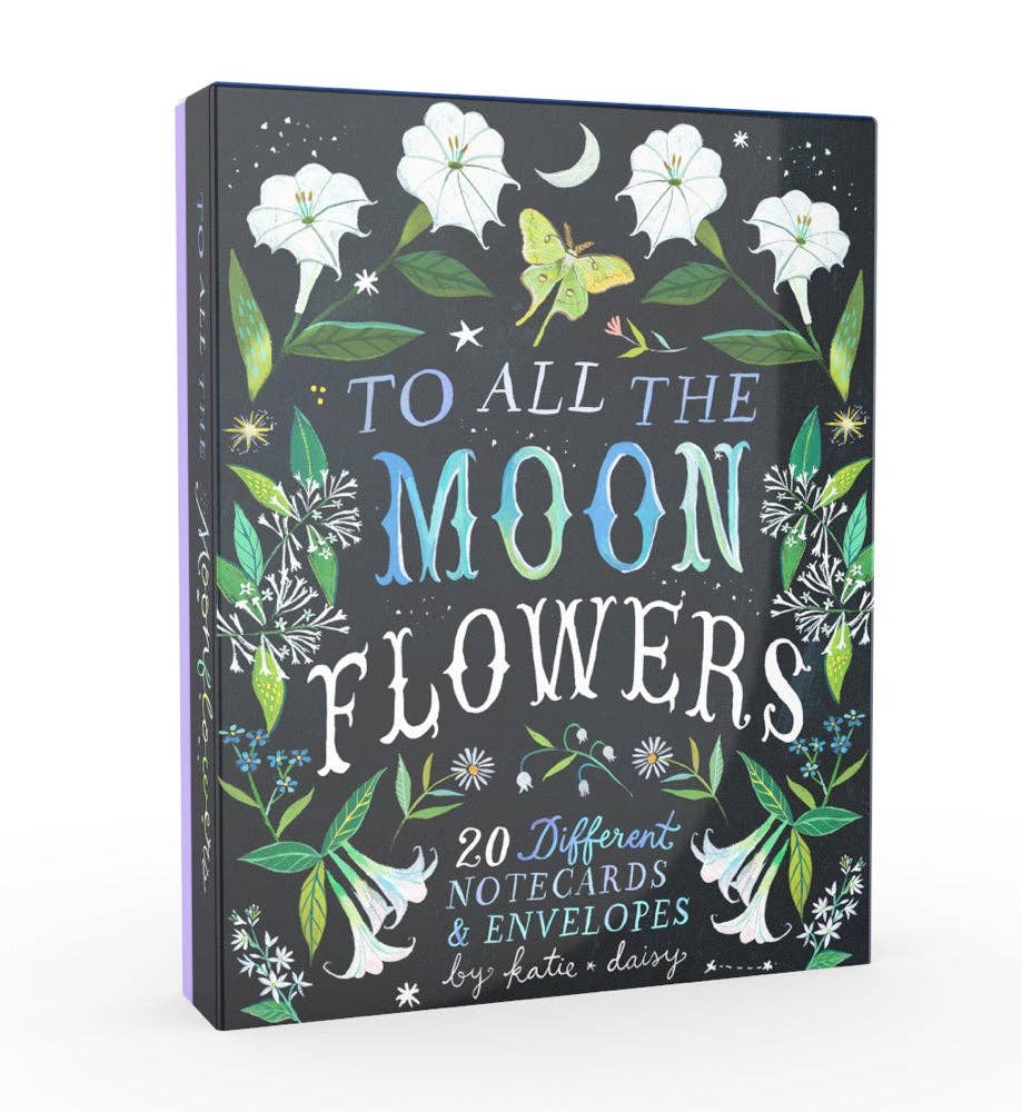 Boxed set of nature-inspired notecards featuring constellations and night blooms