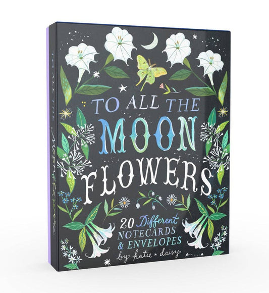 Boxed set of nature-inspired notecards featuring constellations and night blooms