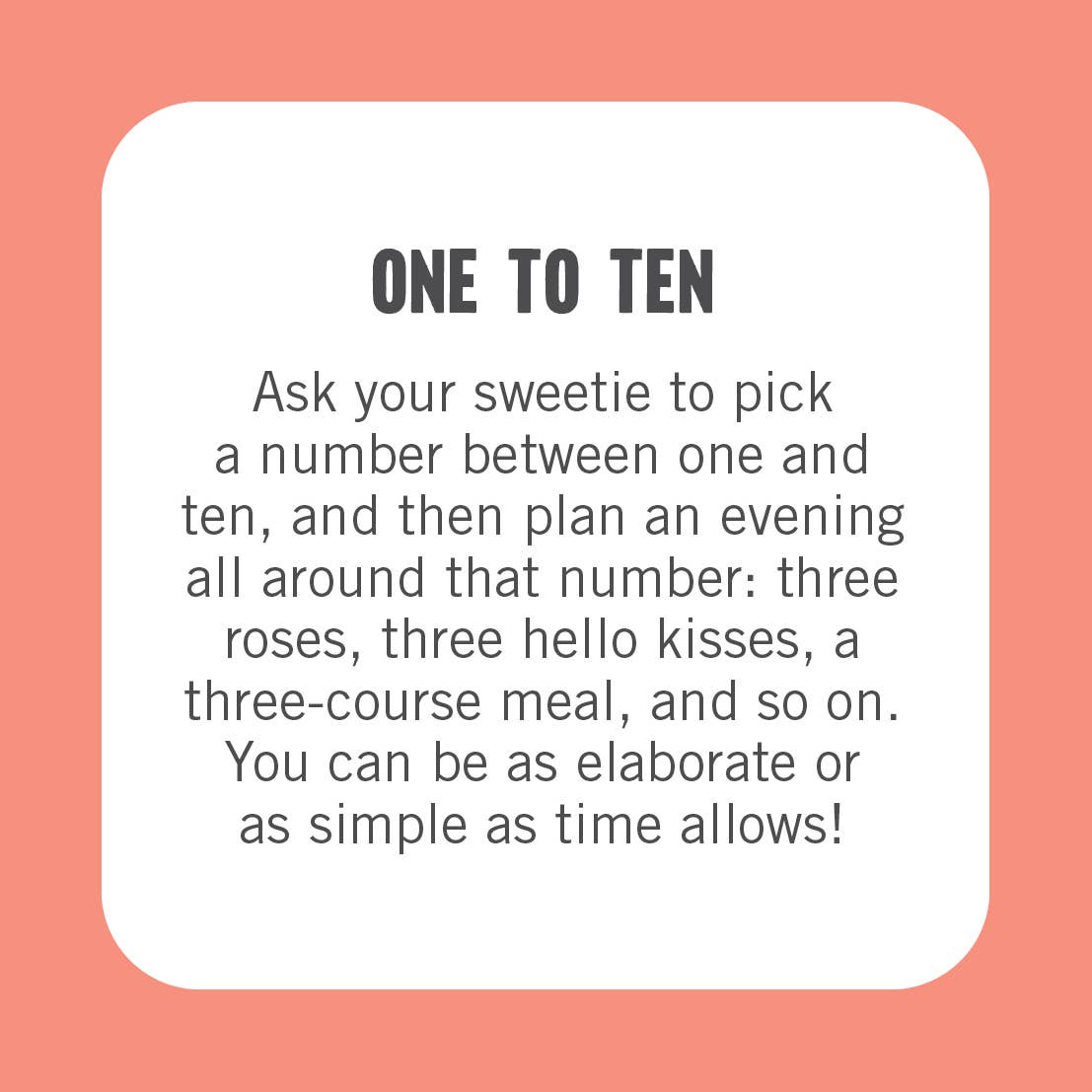 Text on a white square with a pink background, describing a romantic activity involving numbers.