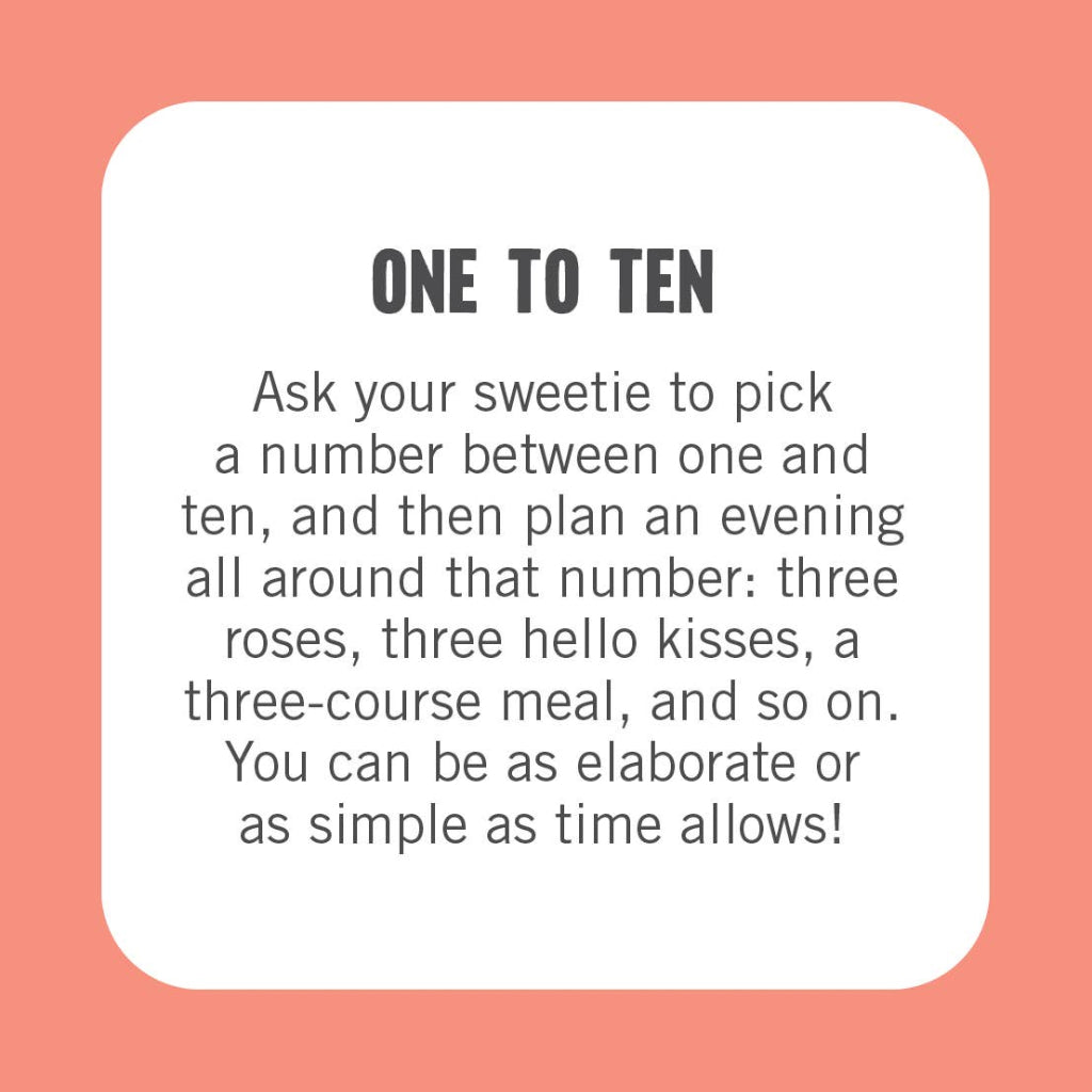 Text on a white square with a pink background, describing a romantic activity involving numbers.