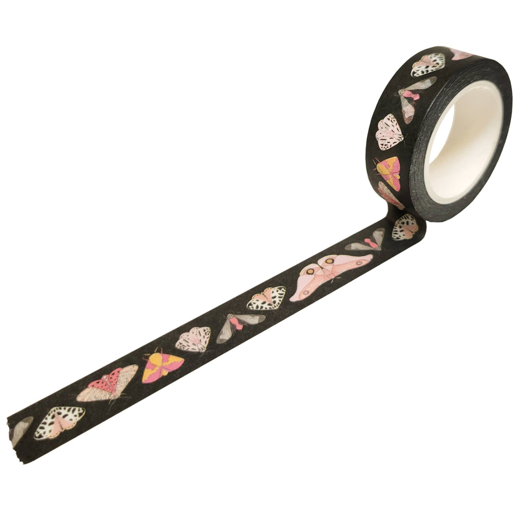 A roll of the Moth washi tape on a white background