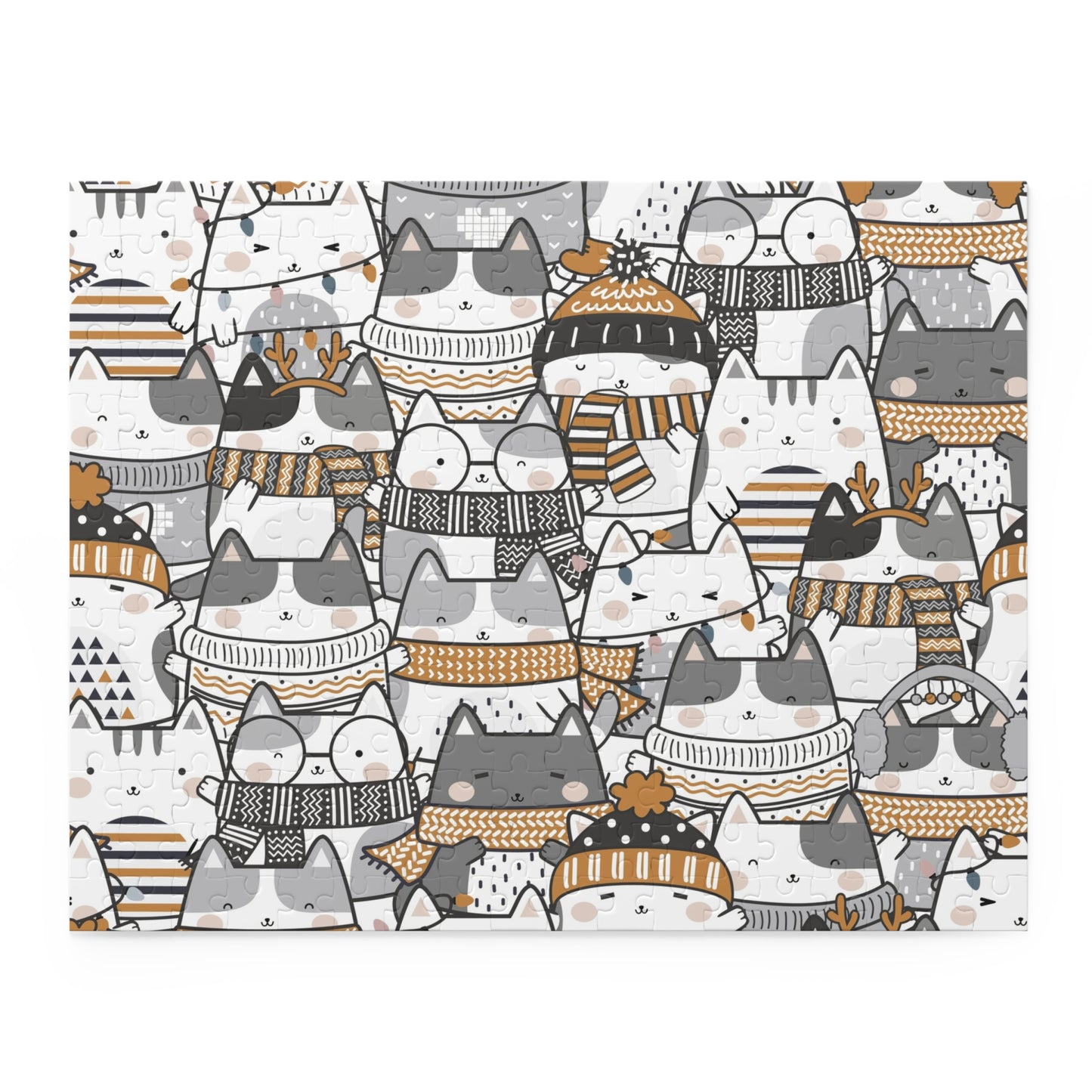 Winter Cats 252-Piece Puzzle – Fun & Playful Snuggled-Up Cats in Cozy Winter Attire