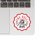 "The Hell I Won't!" Cowgirl Sticker - Bold & Sassy Design on a laptop. 