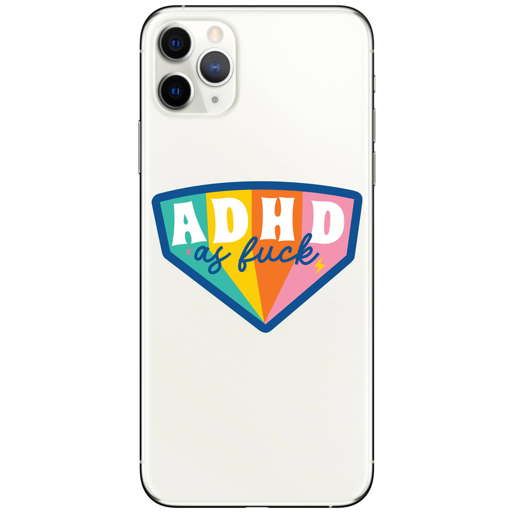 ADHD AF Sticker - Celebrate Neurodiversity on cellphone.
