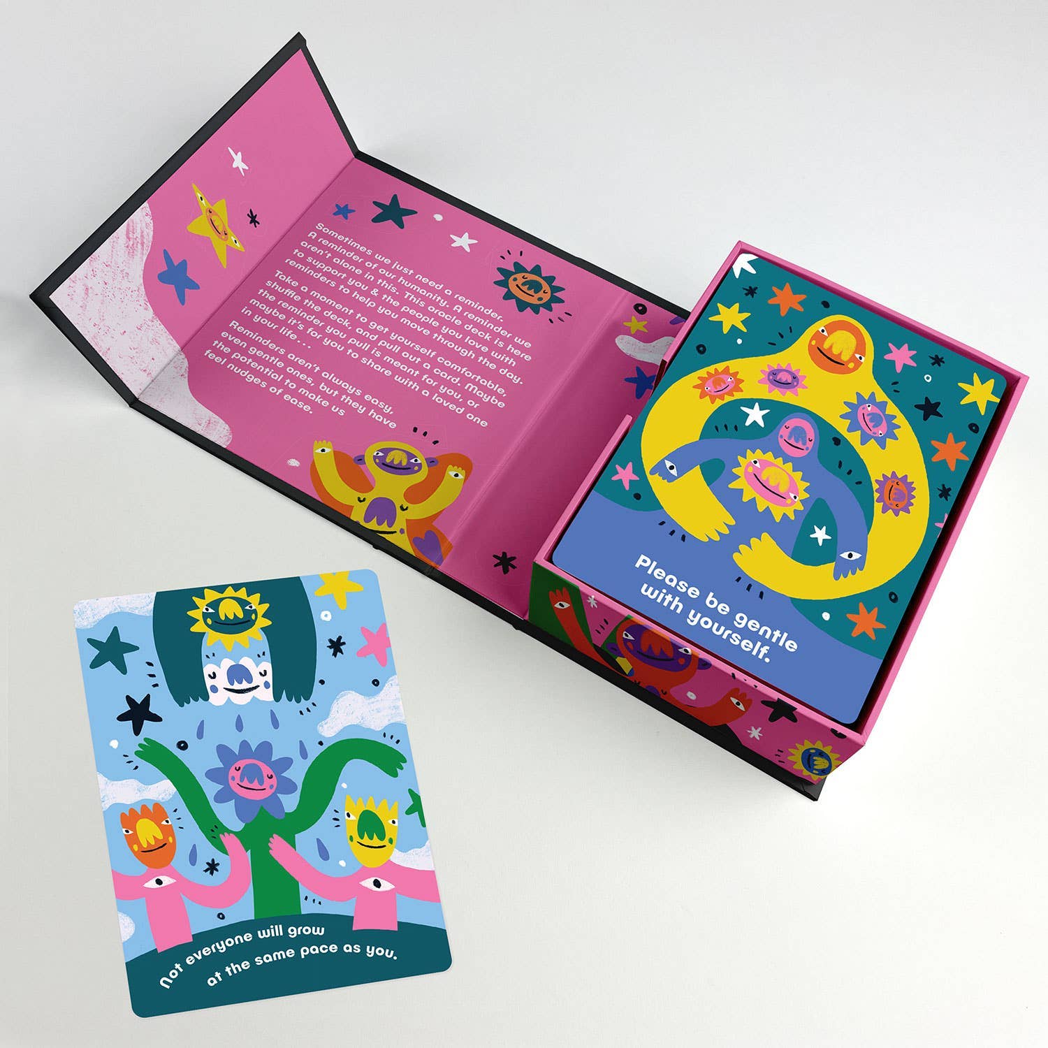 Colorful Gentle Reminders Deck by Barry Lee with illustrations and text on a white background