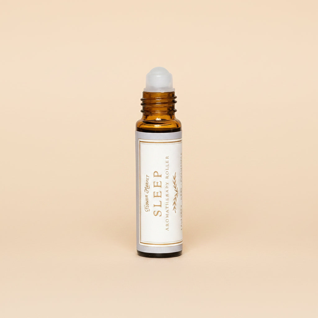 Roll-on bottle labeled 'Sleep' on a white background