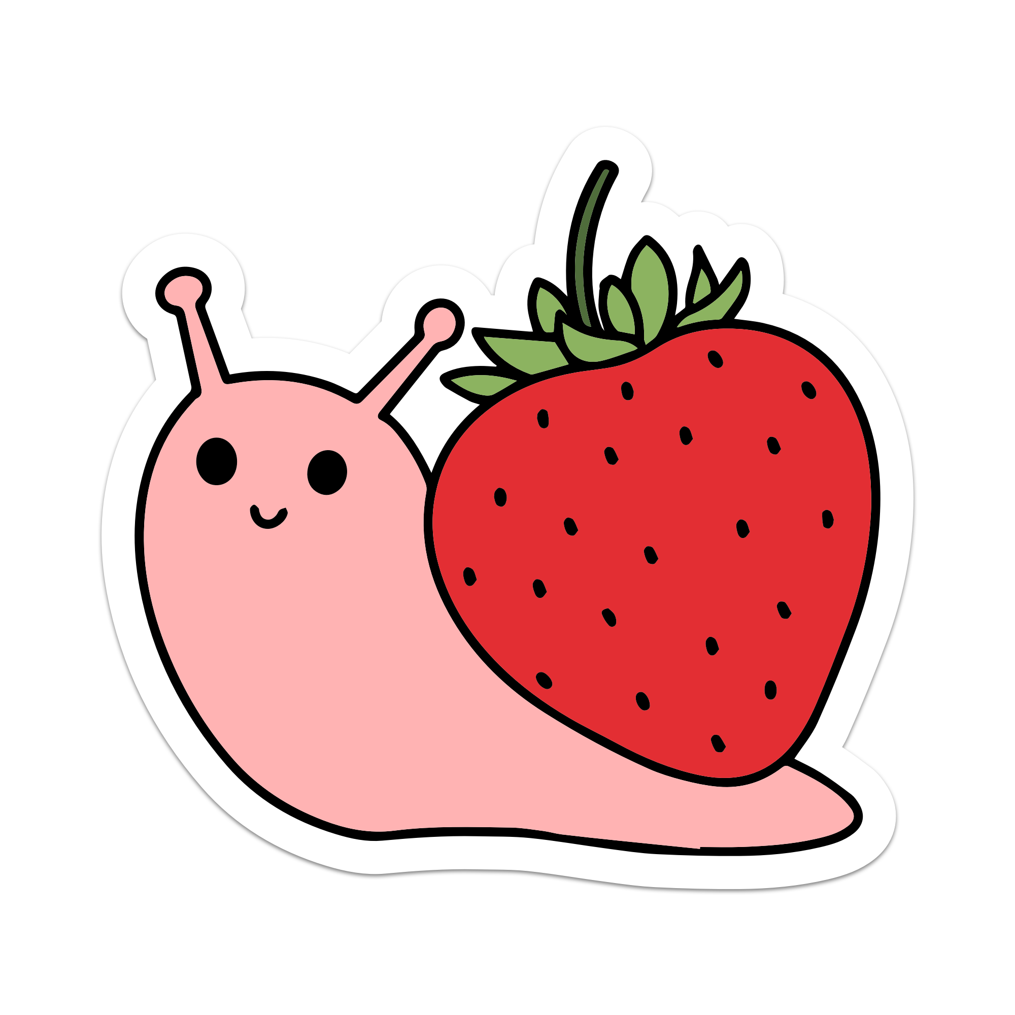 Cute Strawberry Snail Vinyl Sticker with Red Strawberry Shell