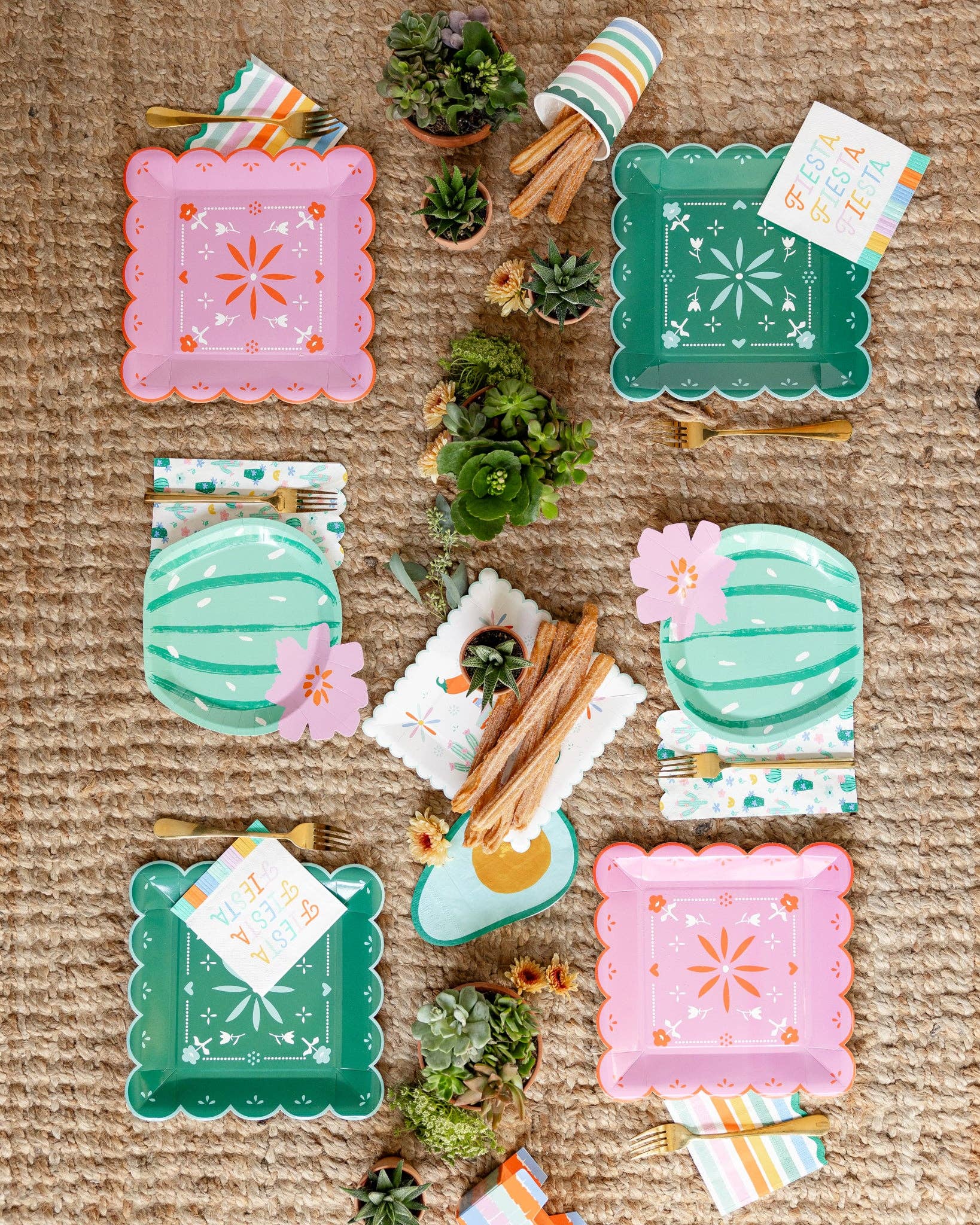 Vibrant fringed cocktail napkins for fiesta-themed parties
