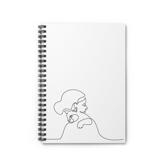 Minimalist Woman & Cat Spiral Notebook