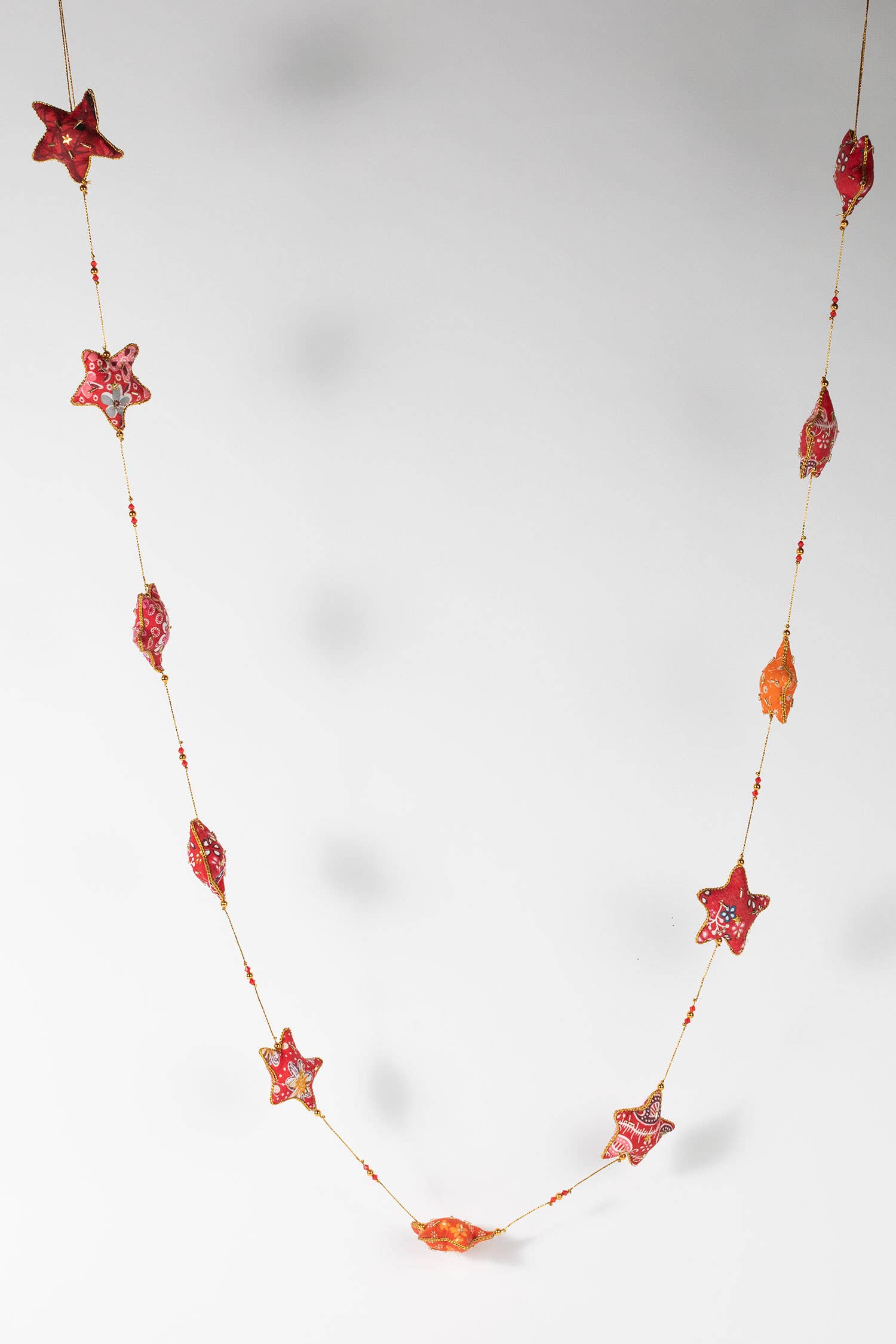Star garland draped showcasing its length