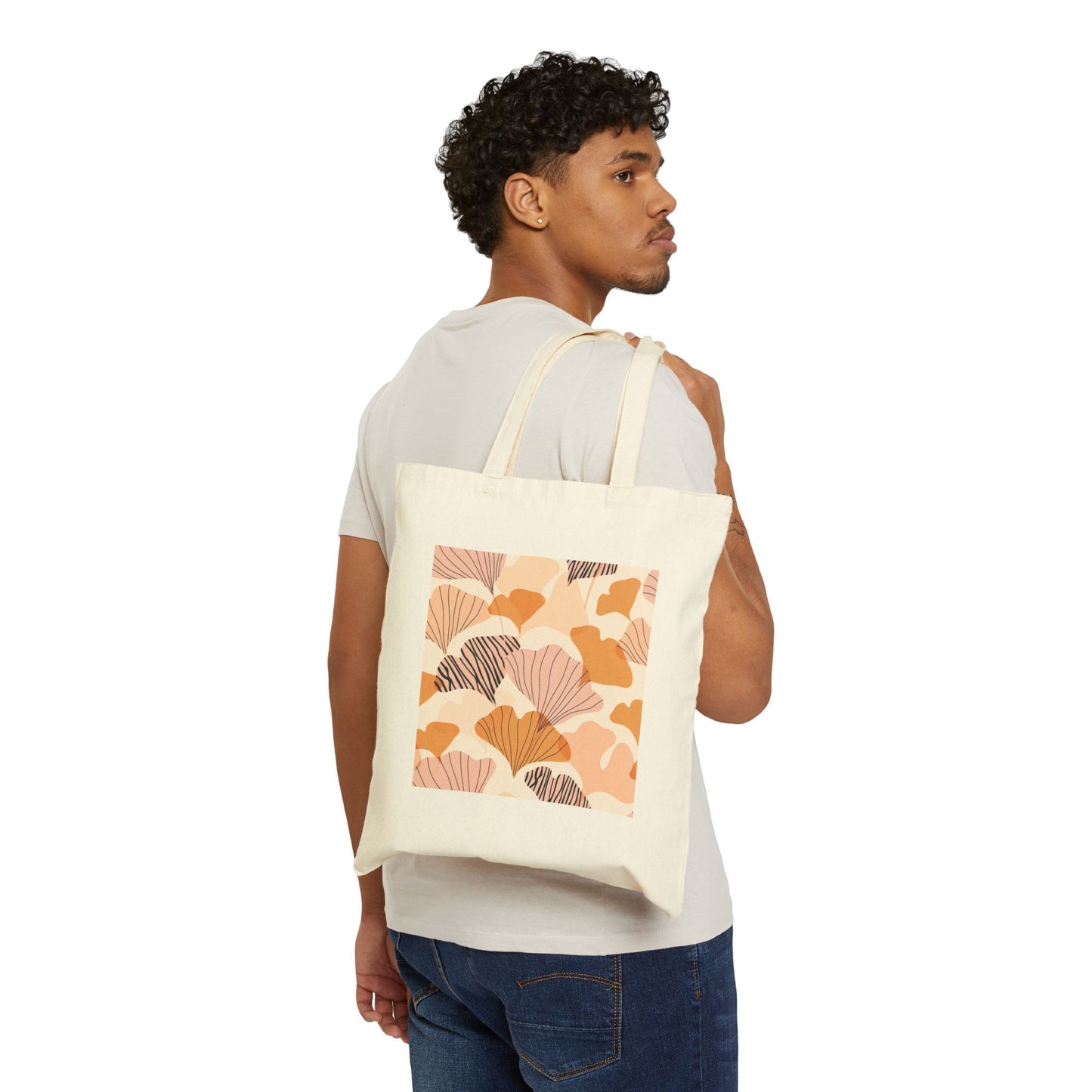 Inspirational Ginkgo Leaf Cotton Canvas Tote Bag - Eco-Friendly Stylish Carryall