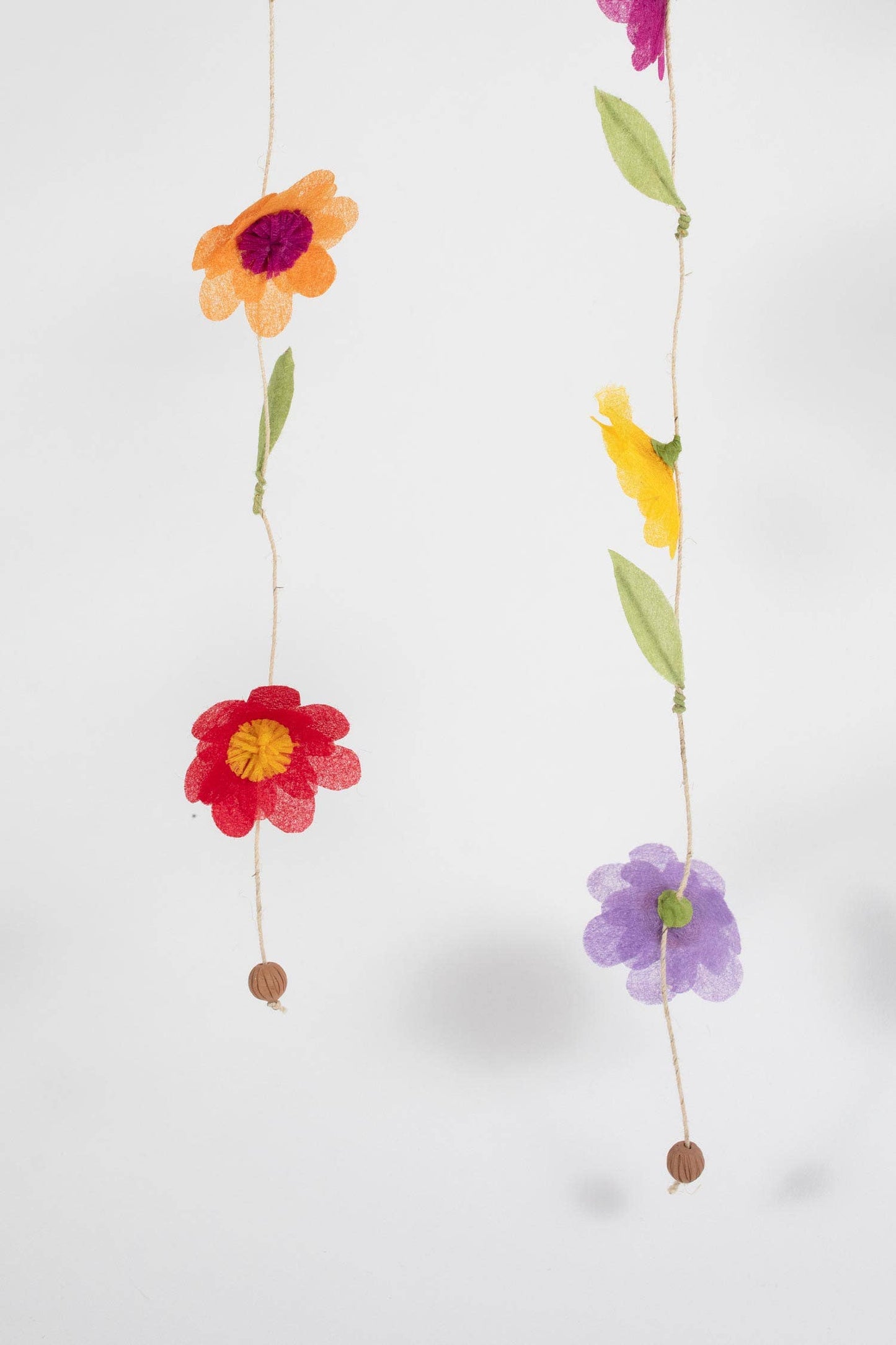 Close up view of the silk paper flowers showcasing the detail on each individual flower