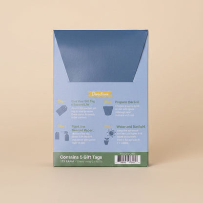 Packaging of Daisy gift tags with planting instructions on a white background