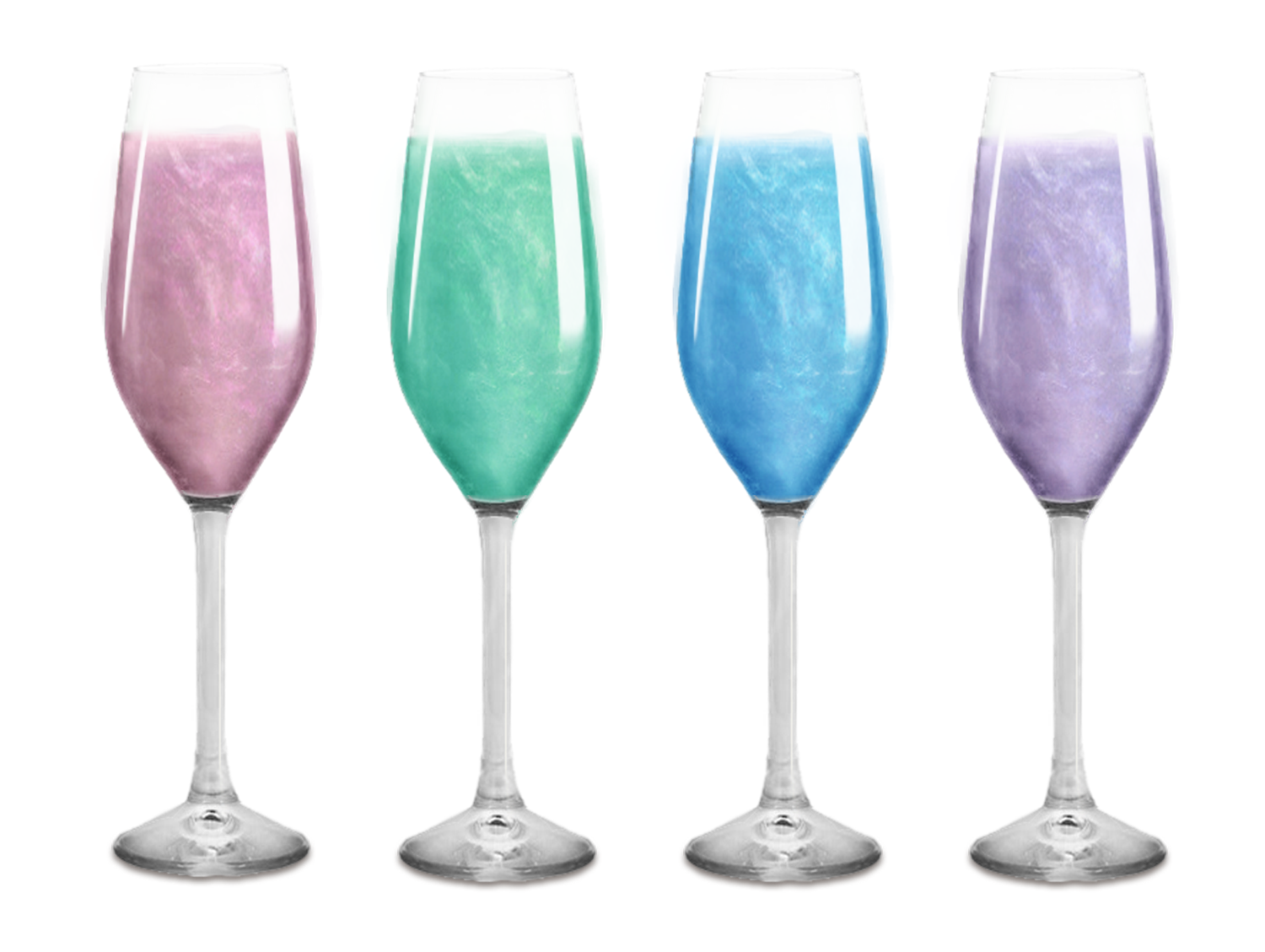 Close-up of Glow Glitter Bomb dissolving in a cocktail, turning the drink into a magical, shimmering creation.