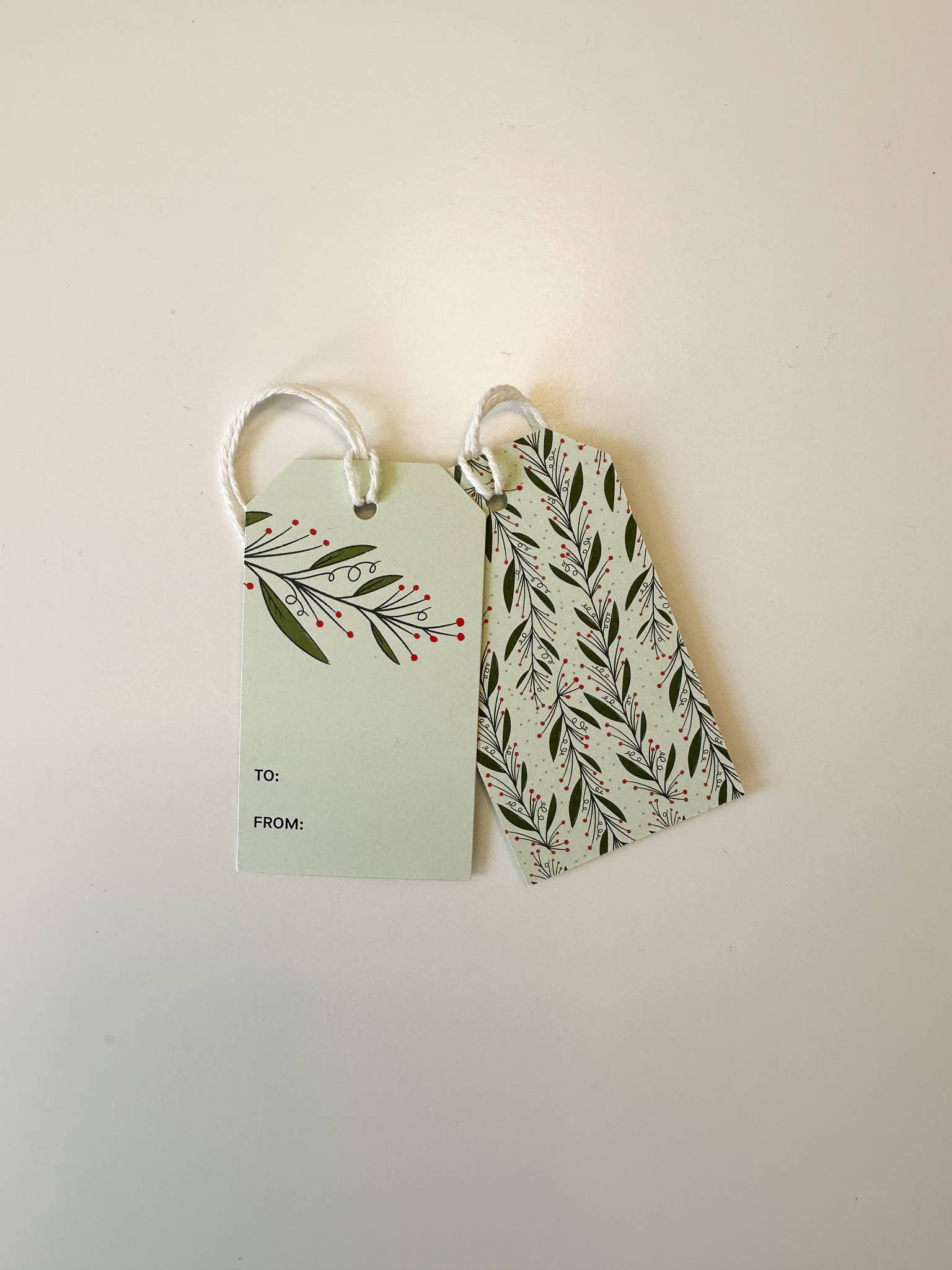 Eco-friendly Christmas gift tags with twine and nostalgic illustrations