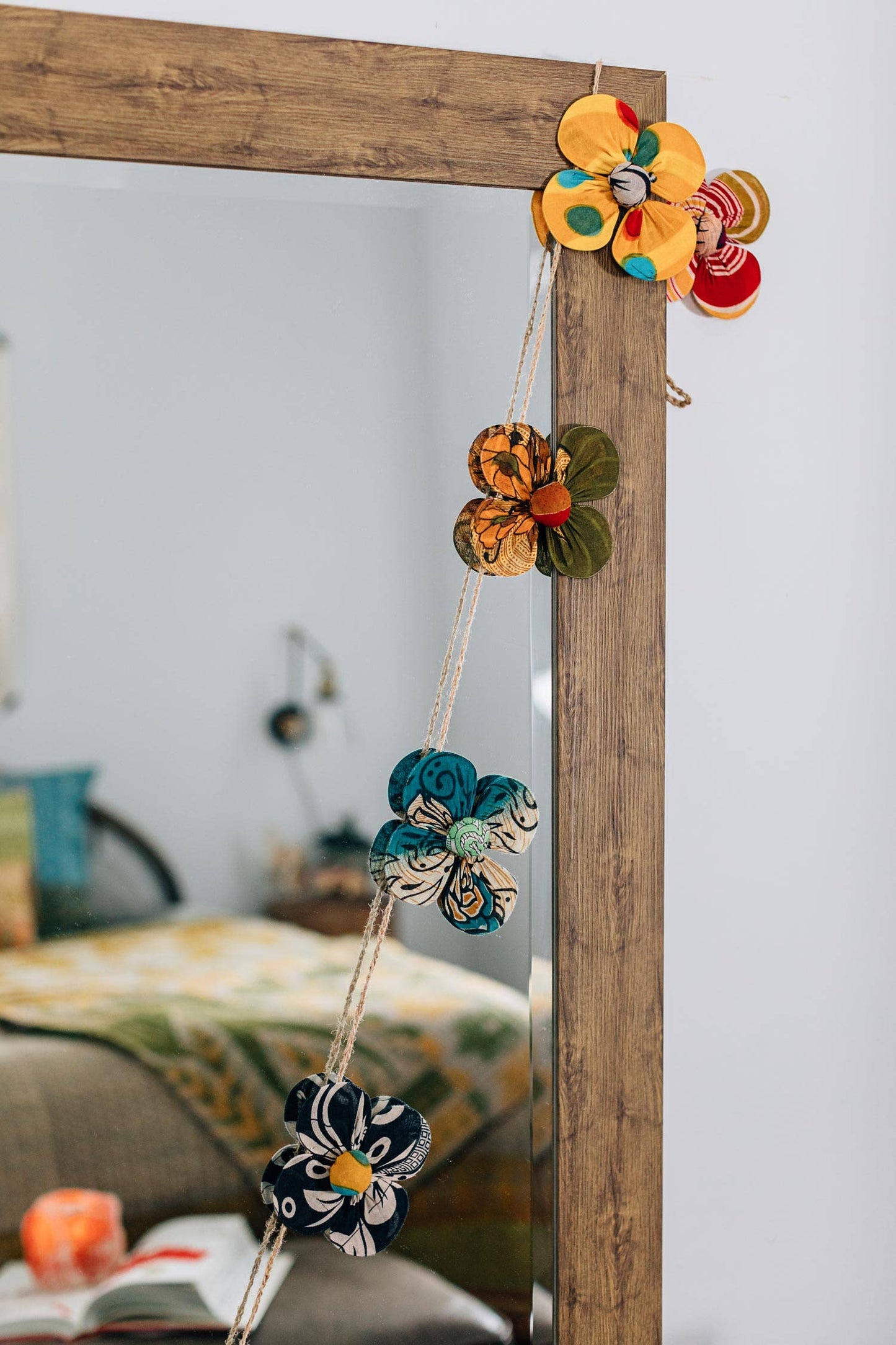 Garland styled across a mirror showcasing its versatility in use