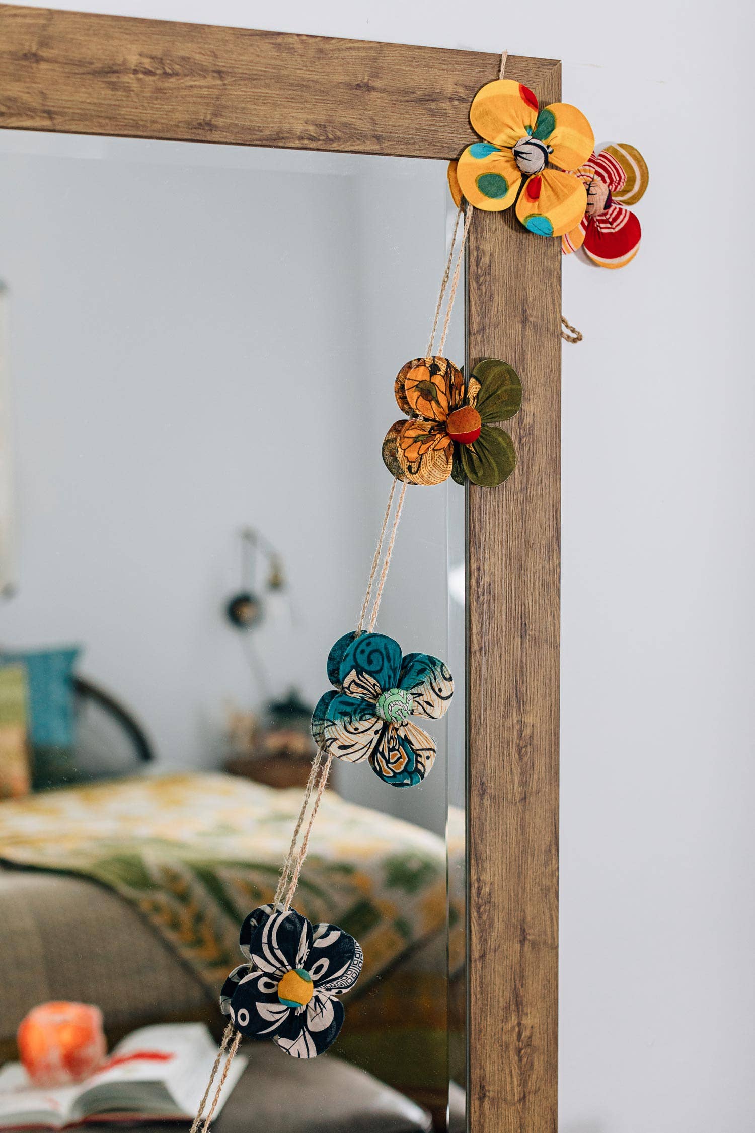 Garland styled across a mirror showcasing its versatility in use