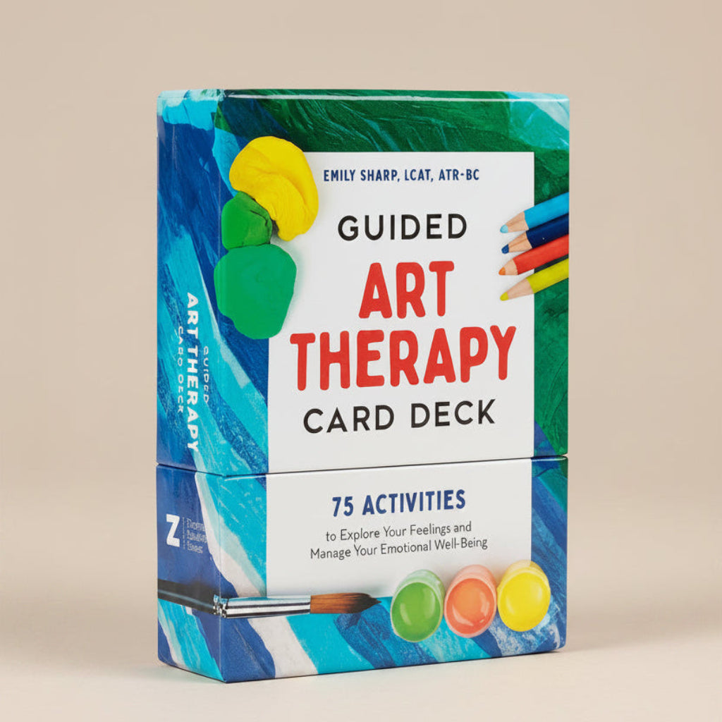 Guided Art Therapy Card Deck packaging with colorful design and text.
