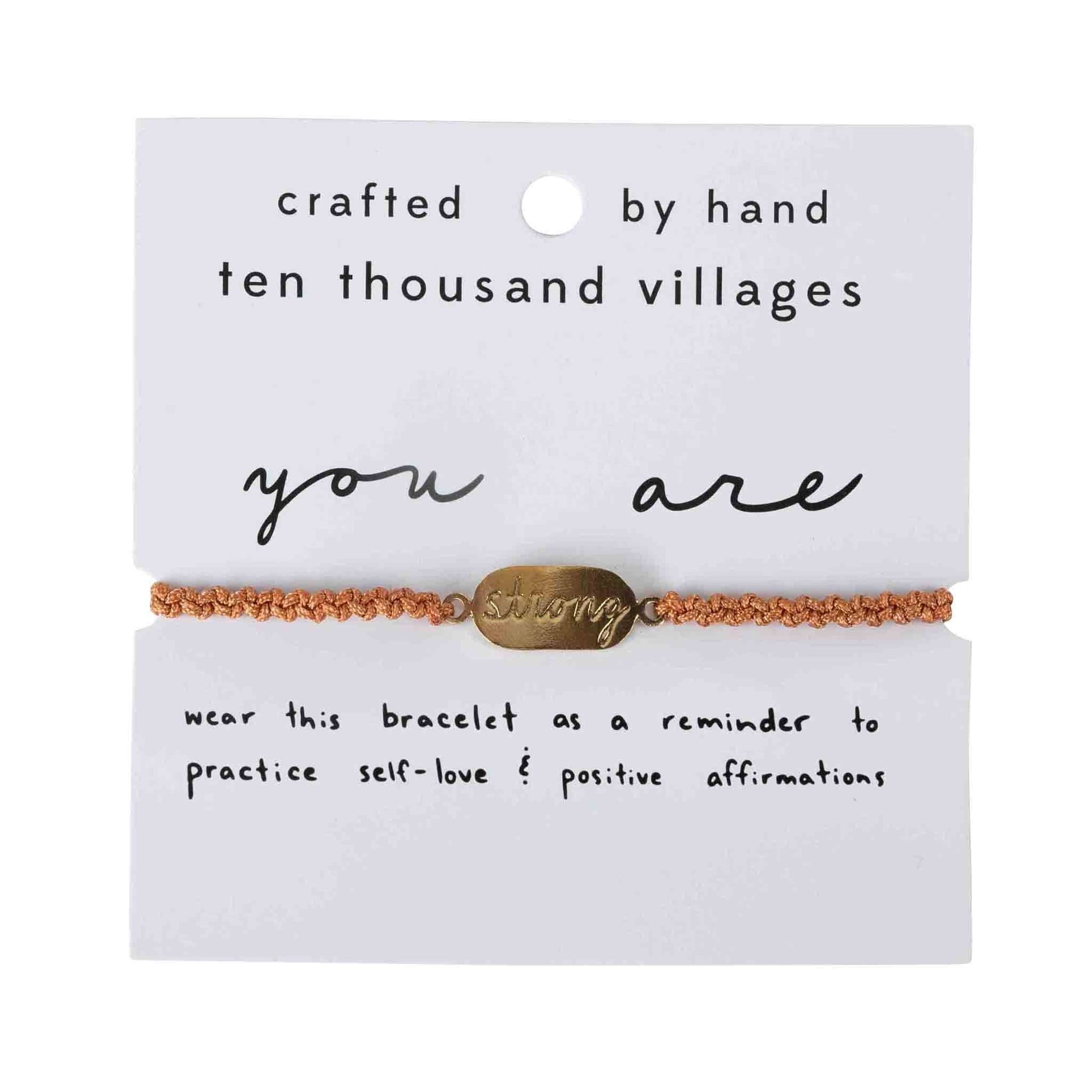Bracelet with 'you are' message on a card from Ten Thousand Villages