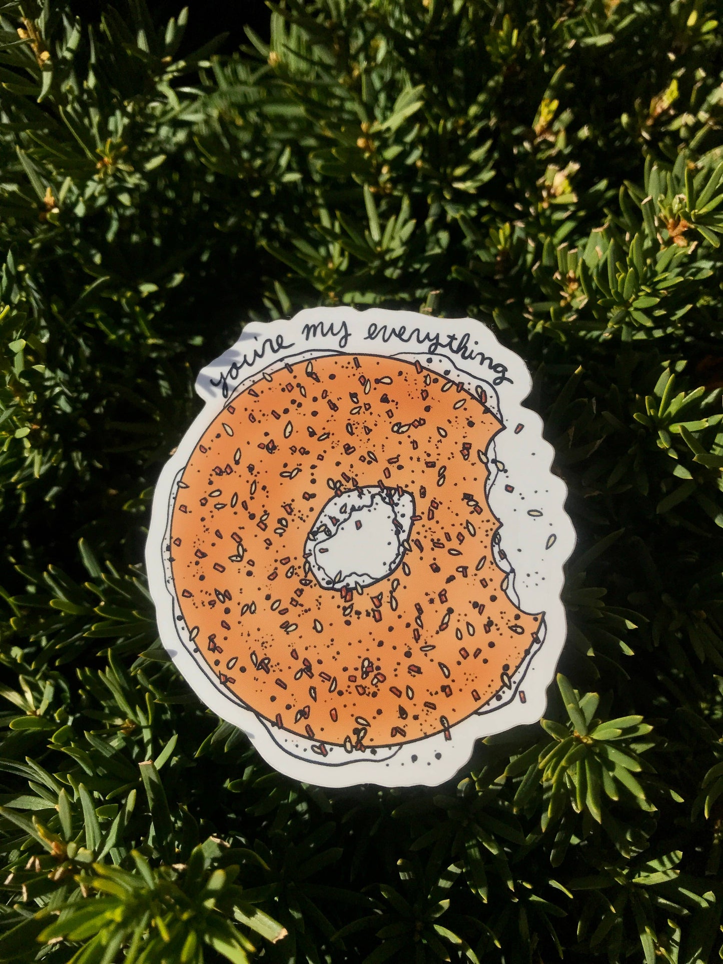 "You're My Everything" Bagel Vinyl Sticker – Cute & Funny Sticker for Bagel Lovers and Sweethearts