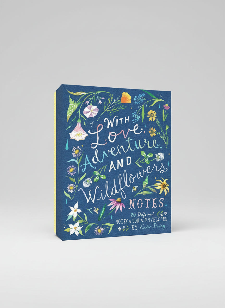 Boxed set of 20 Katie Daisy notecards featuring vibrant wildflower illustrations