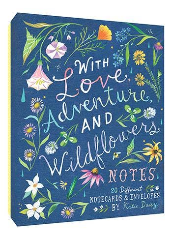 Boxed set of 20 Katie Daisy notecards featuring vibrant wildflower illustrations