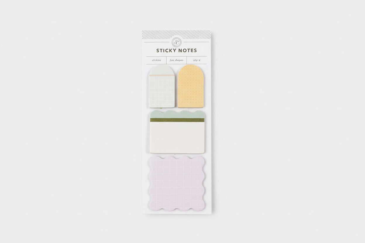 Pack of colorful sticky notes with a white background