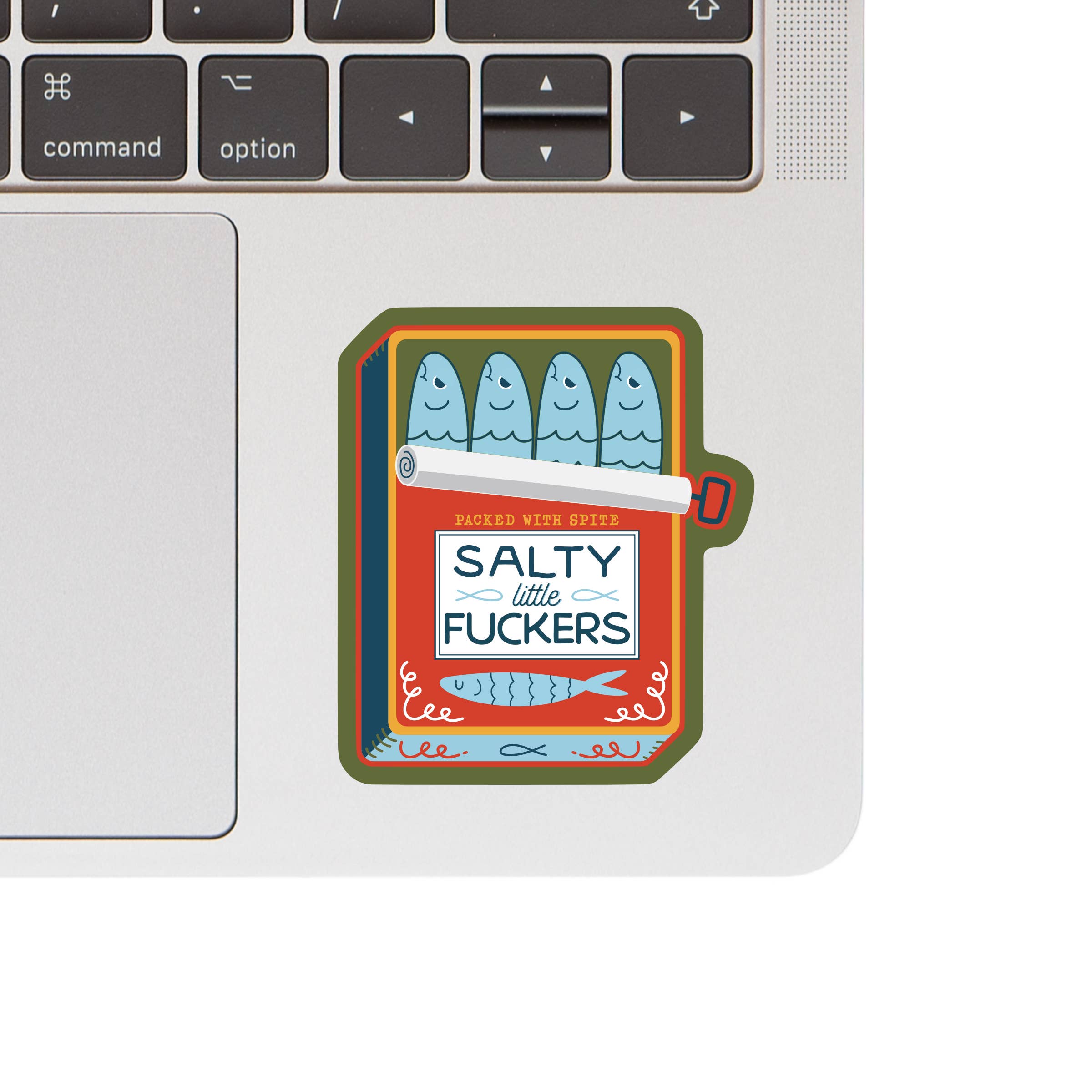Salty Little F*ckers Vinyl Sticker - Bold and Cheeky Design decal on laptop. 